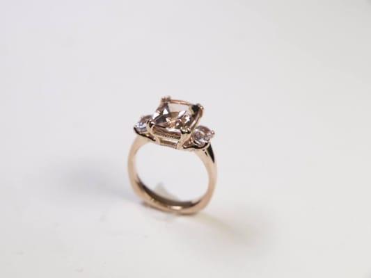 Morganite and Pink Sapphire set in rose gold.