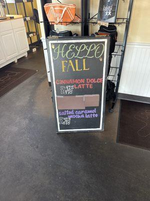 fall latte menu
