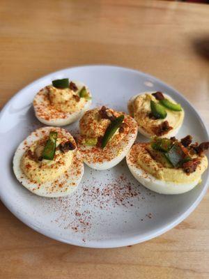 Jalapeño deviled eggs are a must