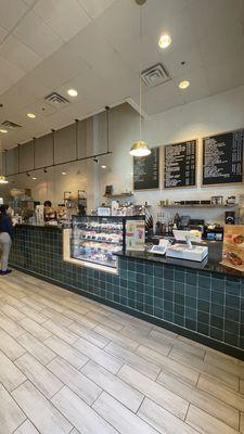 Front counter, dessert display, menu
