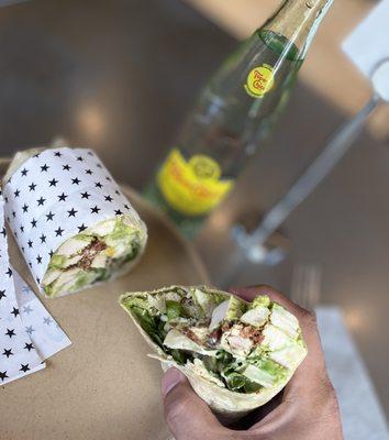 My perfect lunch. Chicken Caesar wrap and a Topo Chico.