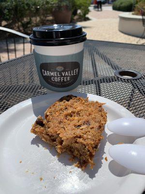 Organic self pour coffee and morning glory dessert! Delish! It's like a version of carrot cake