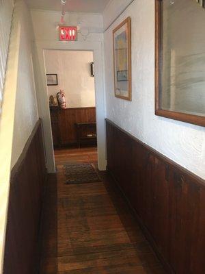 Old-time interior of a historic hotel.