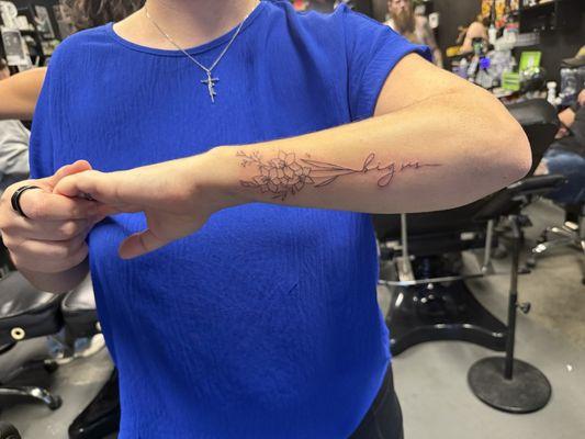 Big Sis Wildflower tattoo