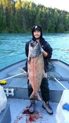 Caught this monster with Jim Rusk on the Kenai river. July 11th 2013.