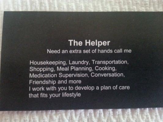 The Helper, caring for our seniors