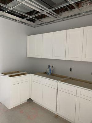 Commercial space cabinet install