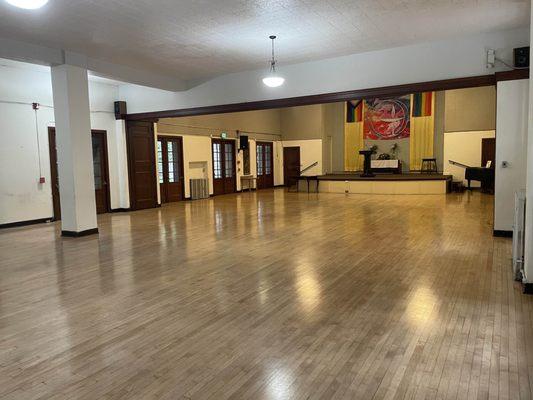 Channing Hall - services are held here on Sunday. Also available for rent for parties, fundraisers, recitals, etc.