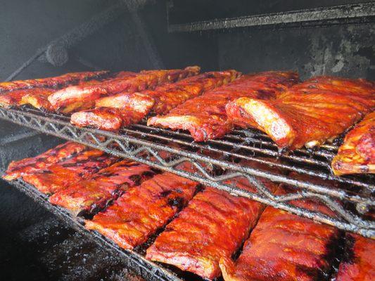 Ribs in the smoker-best ribs in town!