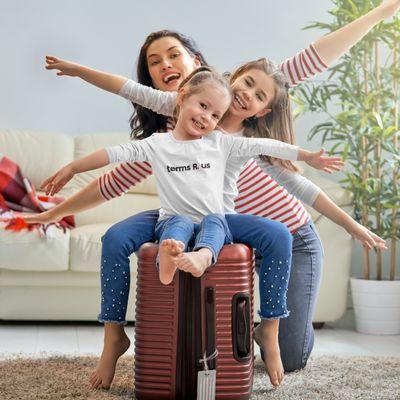 Happy family with terms R. us Life Insurance