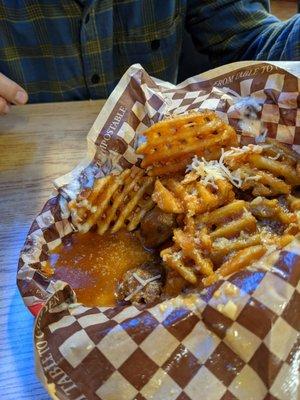 Fries were soggy from sitting in a 1/2 cup of butter.