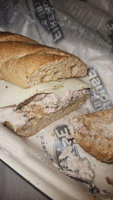 Tuna sandwich with Tuna and cheese no veggies. I did not ask for just Tuna and cheese