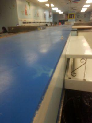 Dust allowed to accumulate; they have a full time attendant M-F and they still can't keep this place clean!