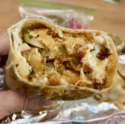 Breakfast burrito with chorizo