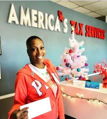 This new client came this year (2018) and received $100 cash on the spot for filing their tax return.