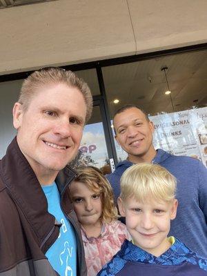 Zane Daugherty, Owner of Send Me a Trainer San Jose West, with Zane's kids and Send Me a Trainer Troy Witt