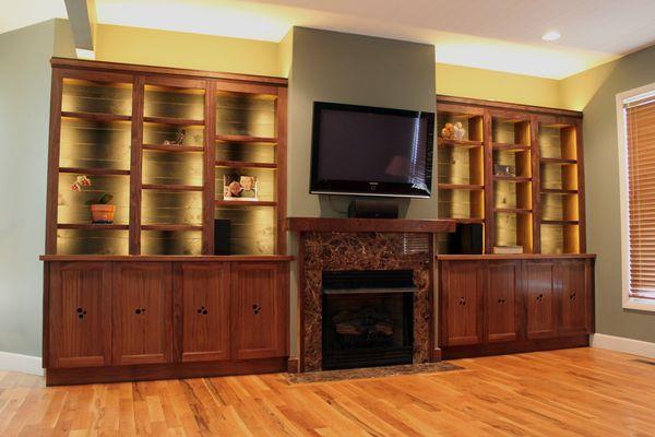 Walnut Built-In Cabintry and Mantle