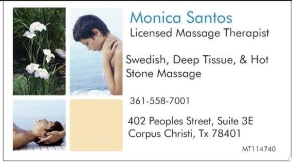 Monica Santos Licensed Massage Therapist