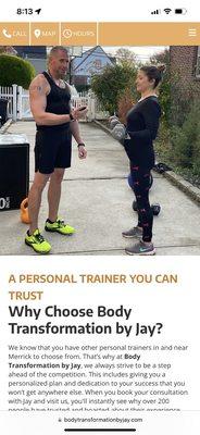 A screen shot of a page on my website .. come visit us Bodytransformationbyjay.com