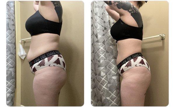 Before and after weight loss from the help of Calvin (personal trainer)