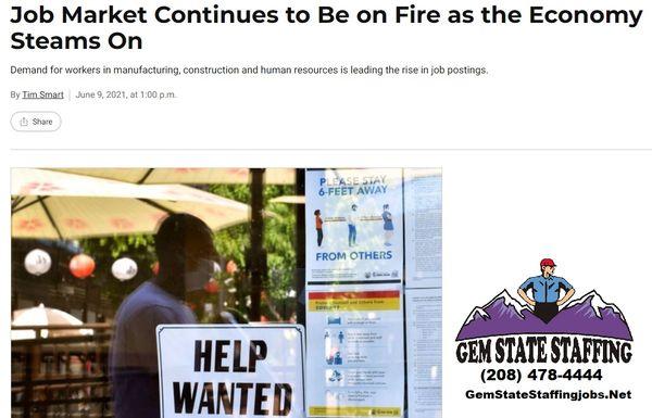 With lockdowns ending and employers trying to get back to running full speed there are millions of jobs available currently. #pocatello