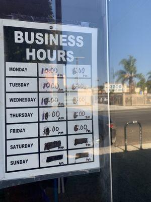 Closed on weekends