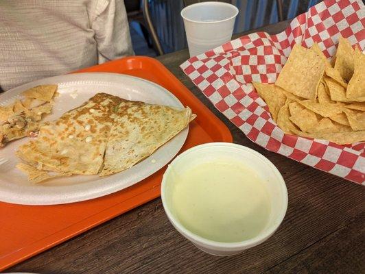 Quesadilla and cheese and queso