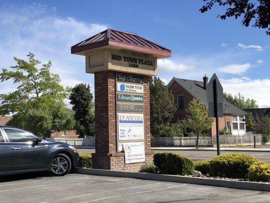 Tuesday, May 21, 2019: plaza sign on US Highway 395 N.