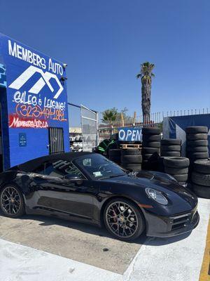 One of our clients vehicle shown in front of our entrance and display area