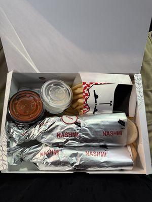 Nashmi Chicken Sandwich Combo with extra garlic sauce