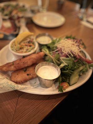 Fish and chips.... salad instead of fries