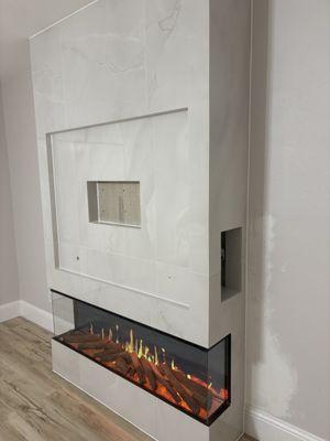 New fireplace with side box to place items behind