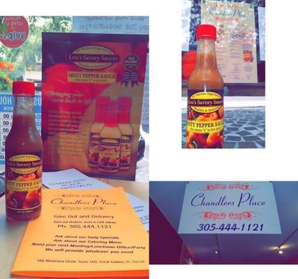 Lou's Savory HOTT pepper sauce now available for condiment use at Chandler's Place.