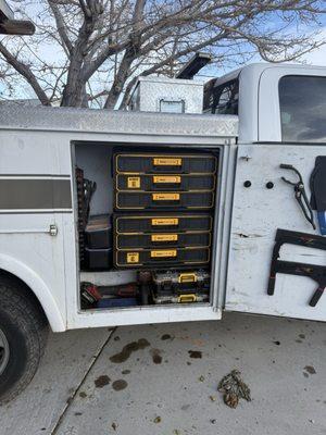 Dewalt stack system, grateful for single rear wheel drive service trucks.