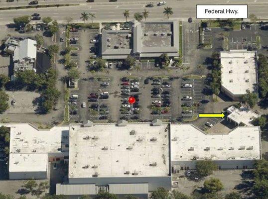 We are in the Storage Mart shopping center behind Williams Jet Tenders and beside the Veterinary Cardiopulmonary Care Center.