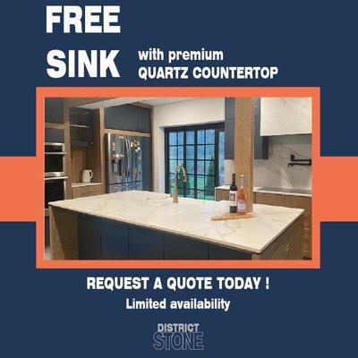 FREE SINK offer with countertop purchase of 40 sq. ft. or more- Limited availability.