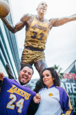My engagement photo shoot at Staples Center with my wifey and my boy David Amir our photograher! Lakers baby! Magic Johnson!