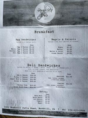 Breakfast & Deli Sandwiches