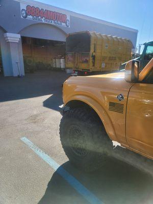 Truck being worked on