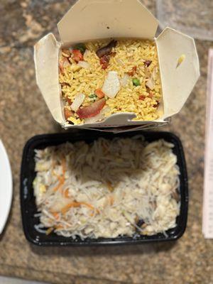 Lg pork fried rice and Chicken Mei Fun. Both very good!