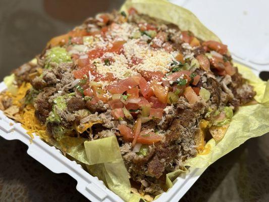 Super Nachos with carnitas.