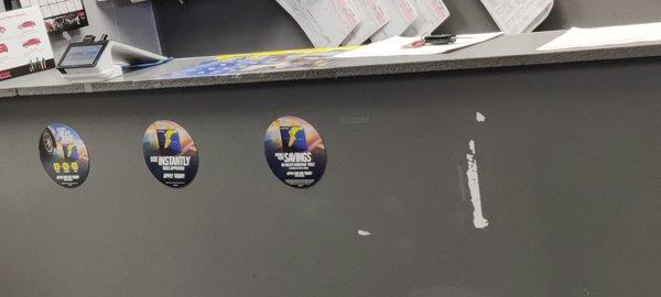 Just a few of the many pieces of signage about the Goodyear credit card that they don't take.