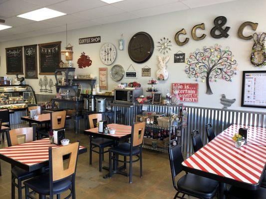 Great selection of pies and cakes, full breakfast or just coffee. Super friendly service and bright, clean environment.