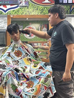 Hooking Jr up right. Finally cutting it after a few months.. They always do a great job here.