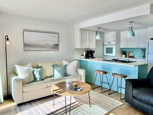 Beautiful kitchen and living room.