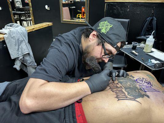 Myself tattooing