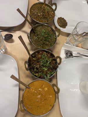 Shahi paneer , saag paneer, daal makhani, bhindi