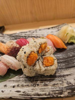 Hachi- 8 pieces + 1 roll. $30 lunch. Excellent for the price. Blackthroat seaperch/akamatsu/nodoguro was much appreciated. The daily roll