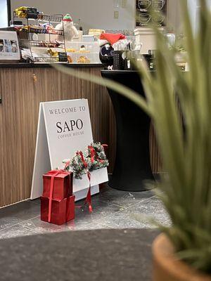 holiday decorations and signage