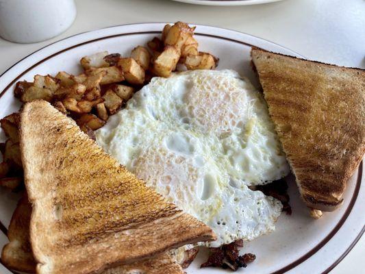2 eggs over medium over crispy hash
